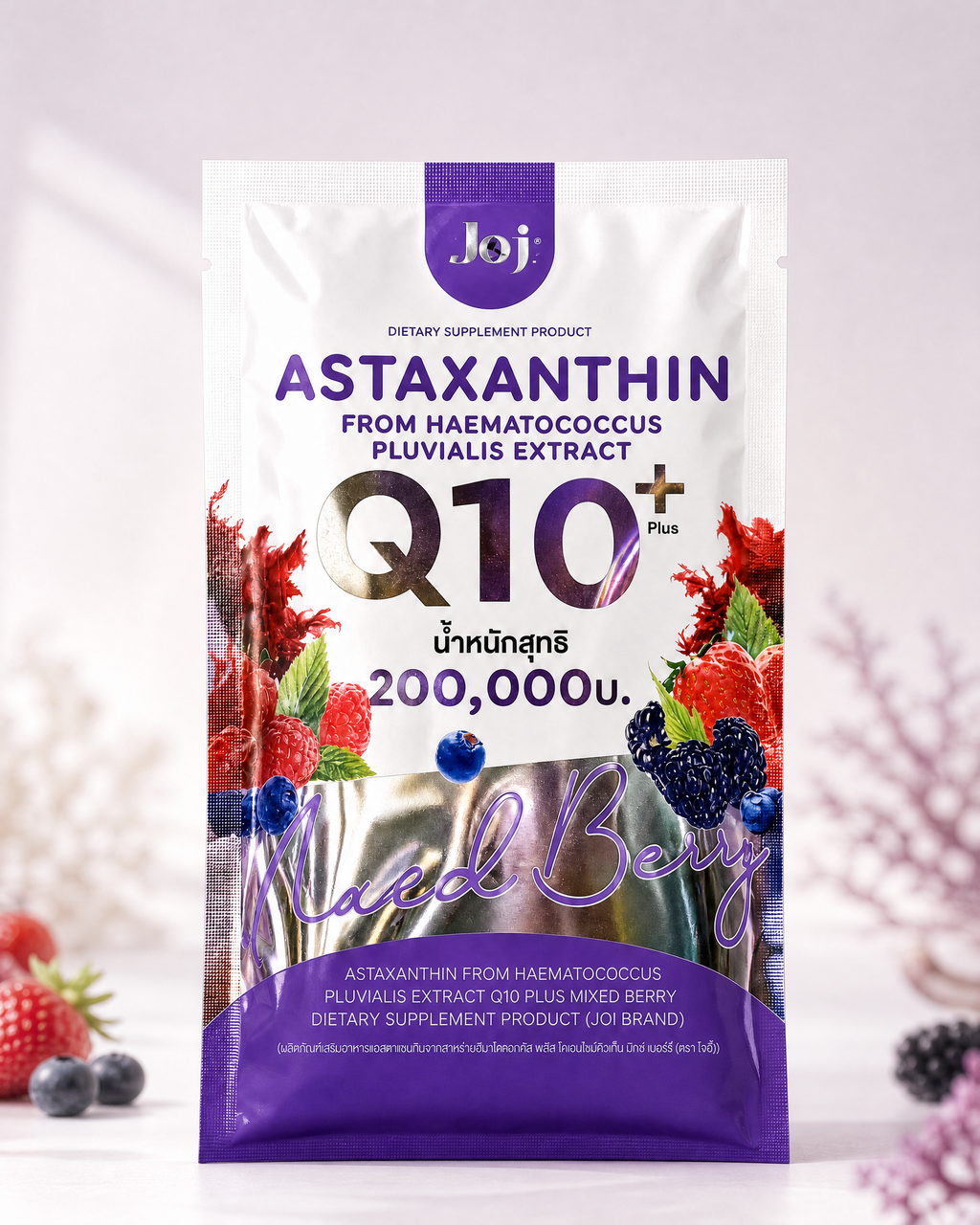 JOJI Astaxanthin Q10 Plus Mixed Berry Dietary Supplement — 20 g × 10 Sachets, 200 g