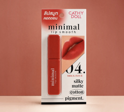 Thai Ranee Cathy Doll Minimal Lip Smooth matte lipstick in shade 04 Brick Hour with a warm brick red pigment.