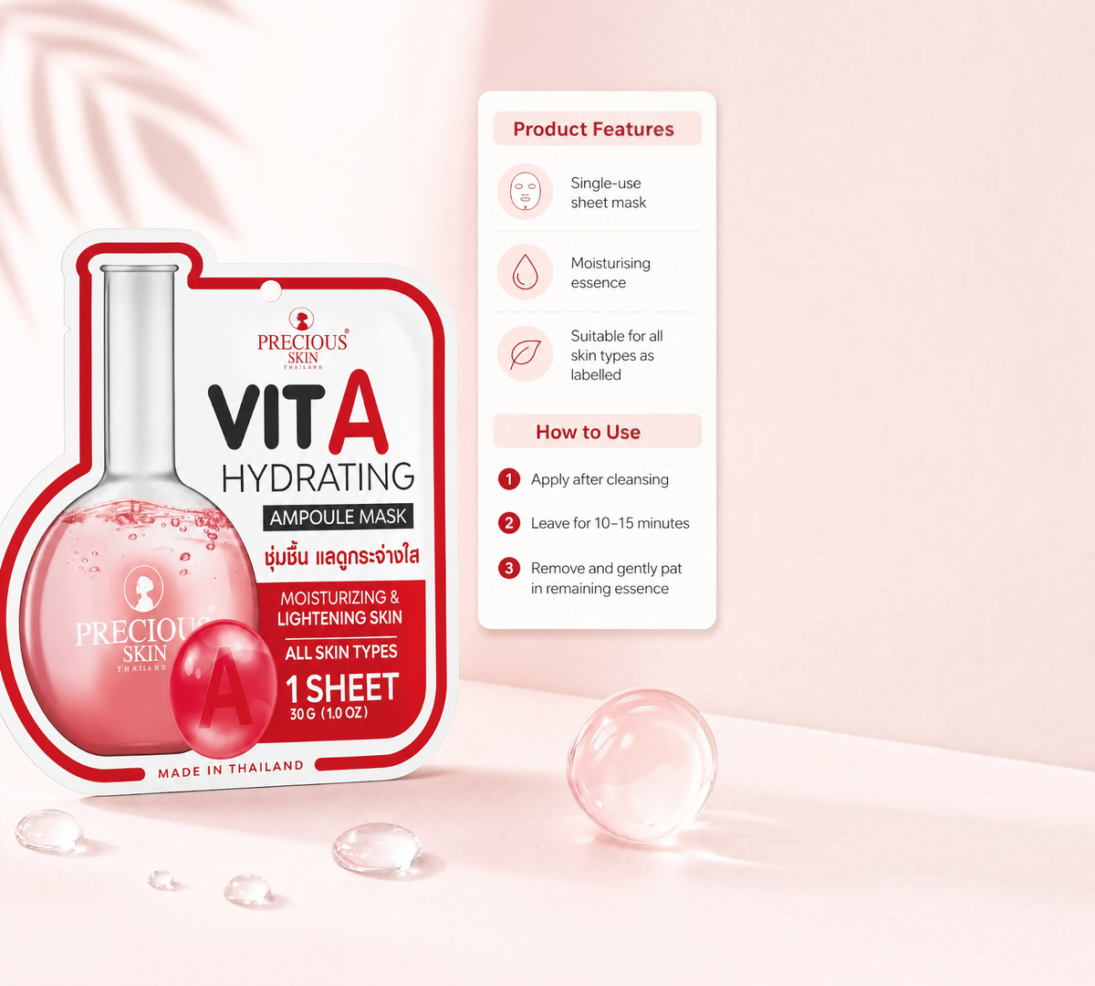 Thai Ranee Precious Skin Vit A Hydrating Ampoule Mask single-use sheet mask with moisturising essence for all skin