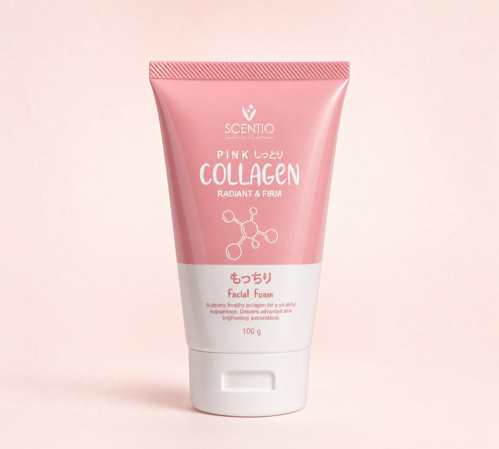 Thai Ranee Scentio Pink Collagen Radiant & Firm facial foam cleanser in a 100g pink and white tube.