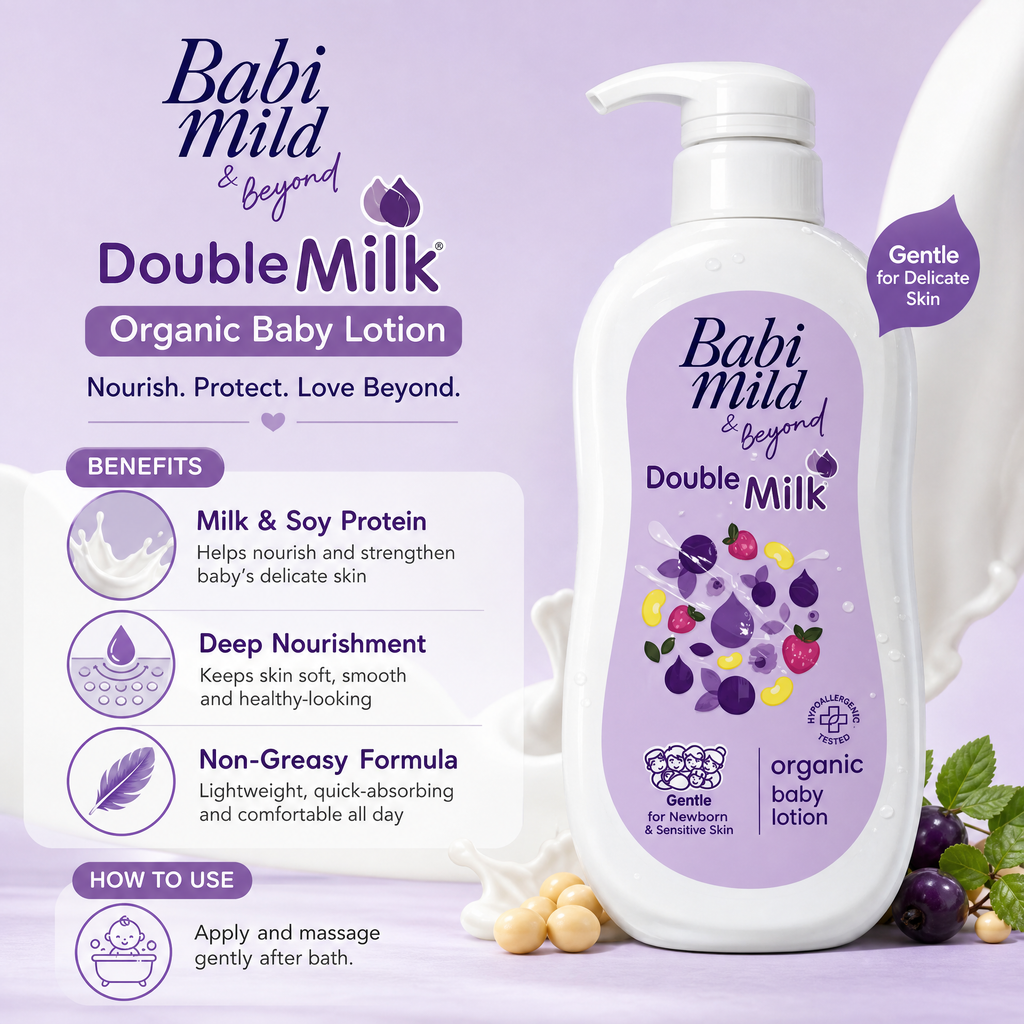 Babi Mild & Beyond Double Milk Organic Baby Lotion 350 ml