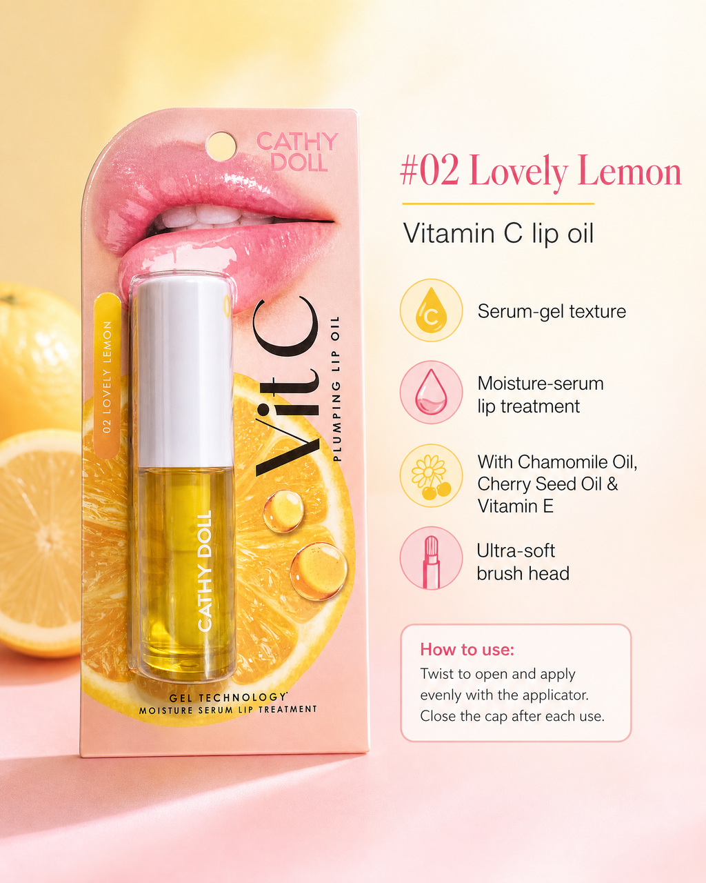 Cathy Doll Vit C Plumping Lip Oil #02 Lovely Lemon — 2.4 g