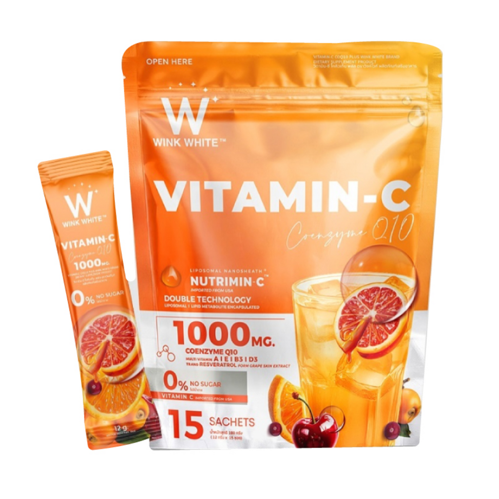 Wink White Vitamin-C Plus CoQ10 1000 mg – Double Technology Vitamin C Dietary Supplement 180g