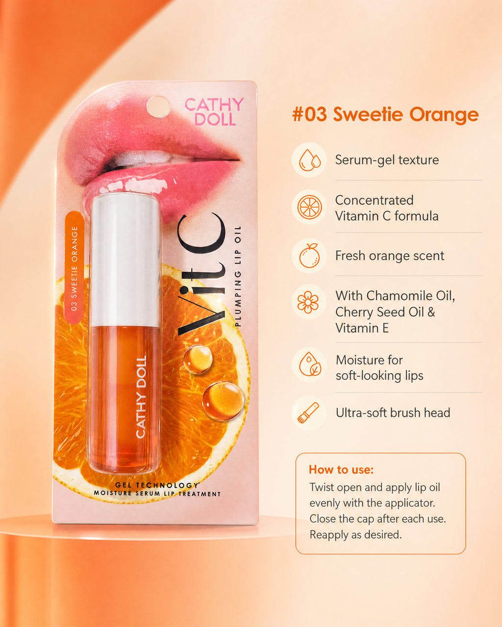 Cathy Doll Vit C Plumping Lip Oil #03 Sweetie Orange — 2.4 g