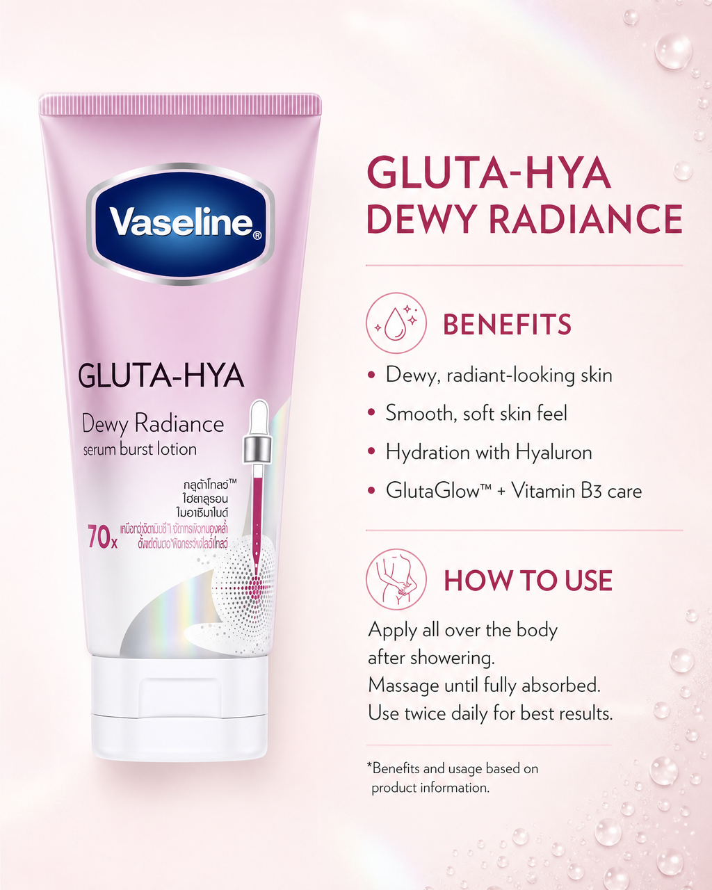 Vaseline Gluta-Hya Serum Burst Lotion Dewy Radiance 170g