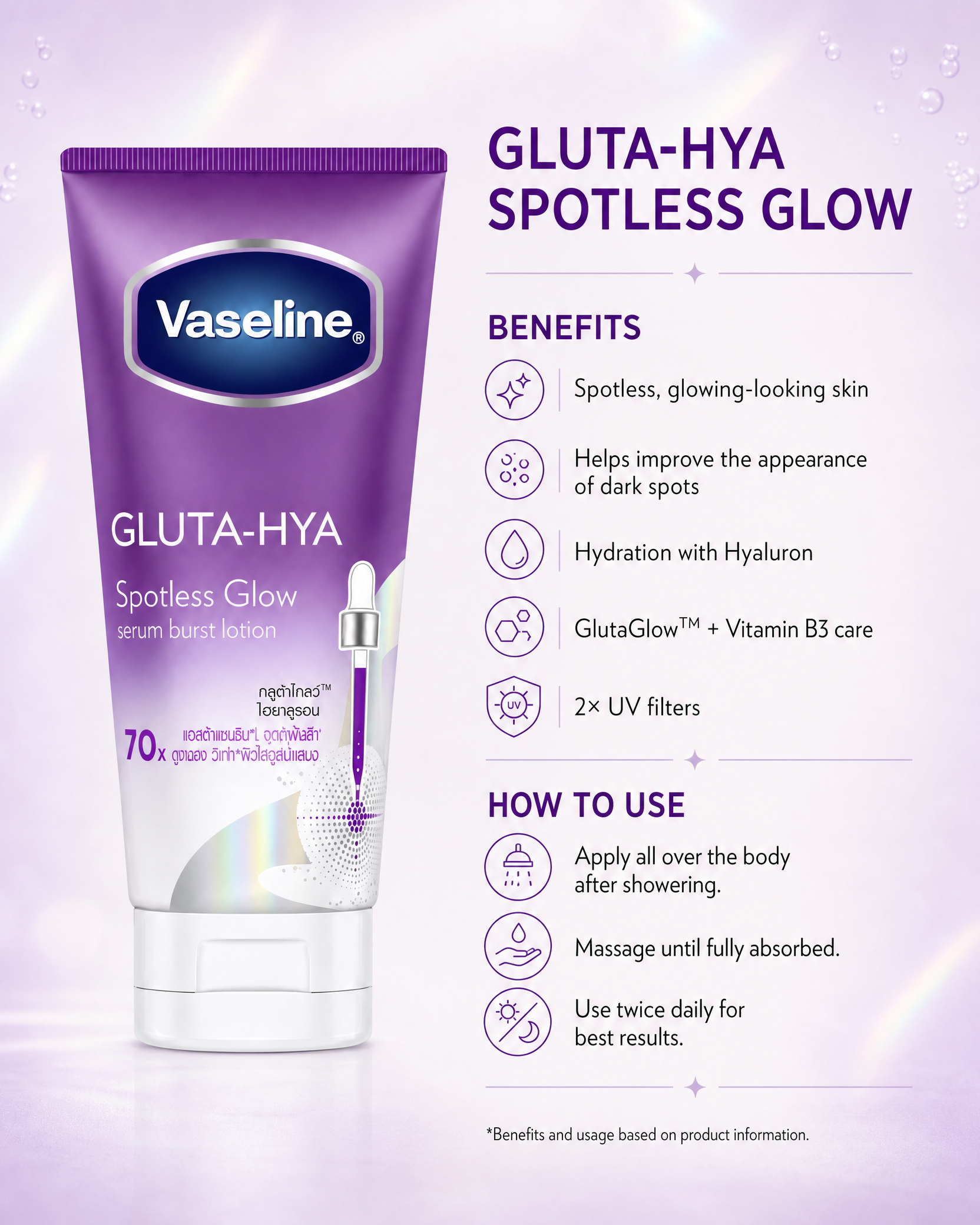 Vaseline Gluta-Hya Serum Spotless Glow 170g