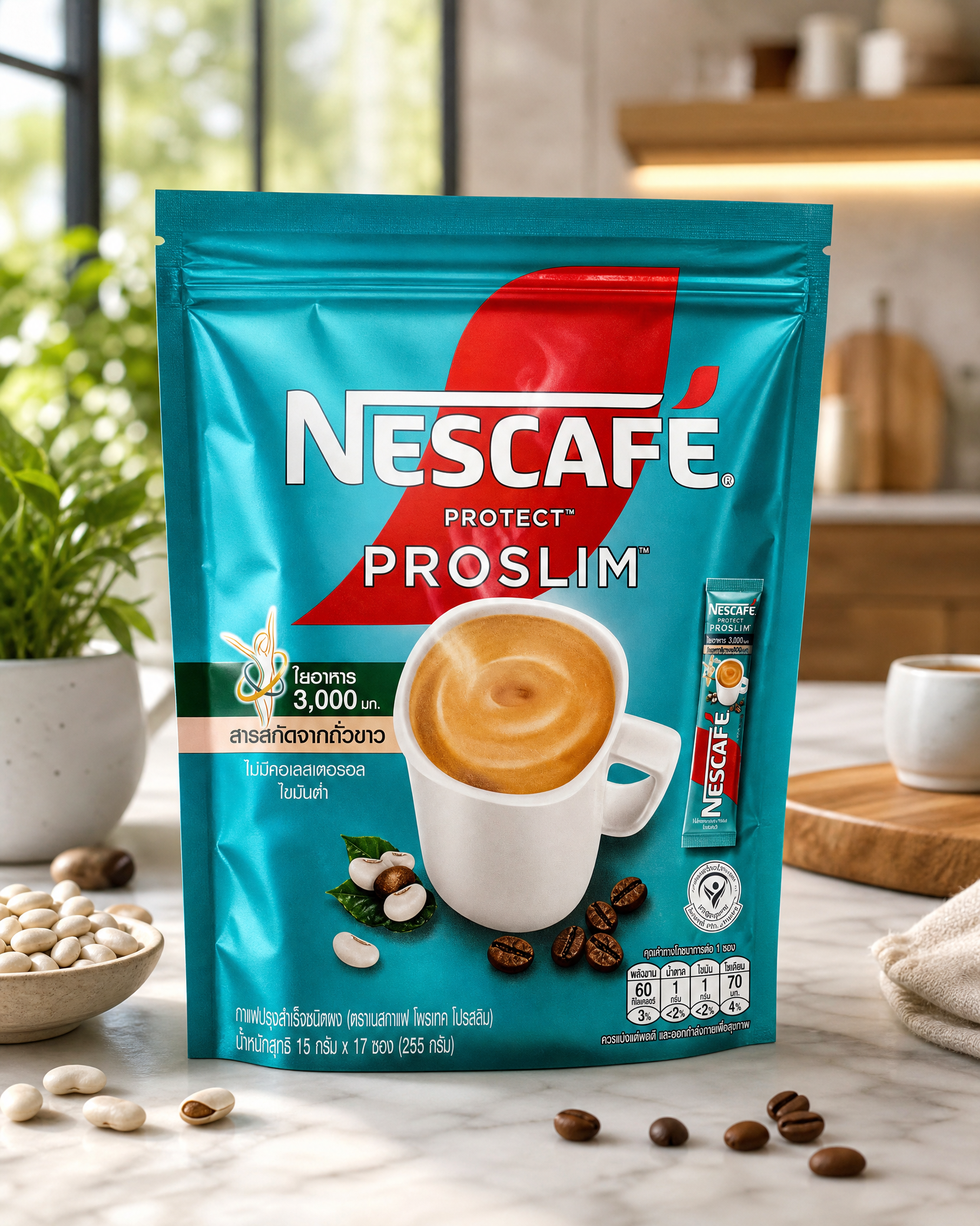 NESCAFE Protect Proslim Coffee Mix Powder – 15g x 17 Sticks (255g)