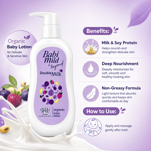Babi Mild & Beyond Double Milk Organic Baby Lotion 350 ml