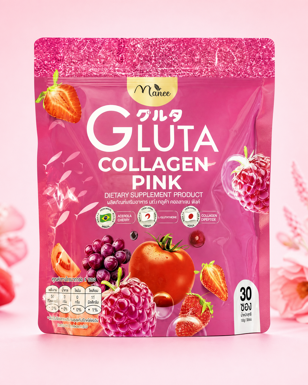 Manee Gluta Collagen Pink Dietary Supplement — 30 Sachets