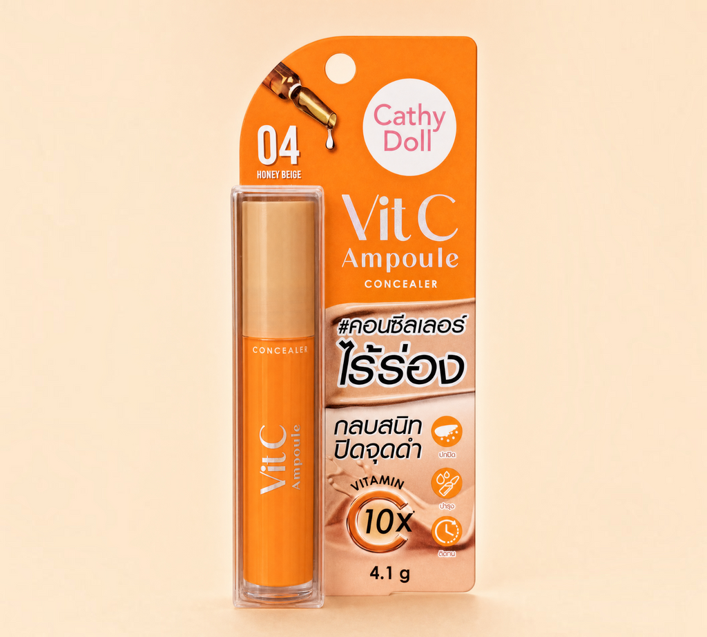 Thai Ranee Cathy Doll Vit C Ampoule Concealer in shade 04 Honey Beige with orange packaging and applicator wand