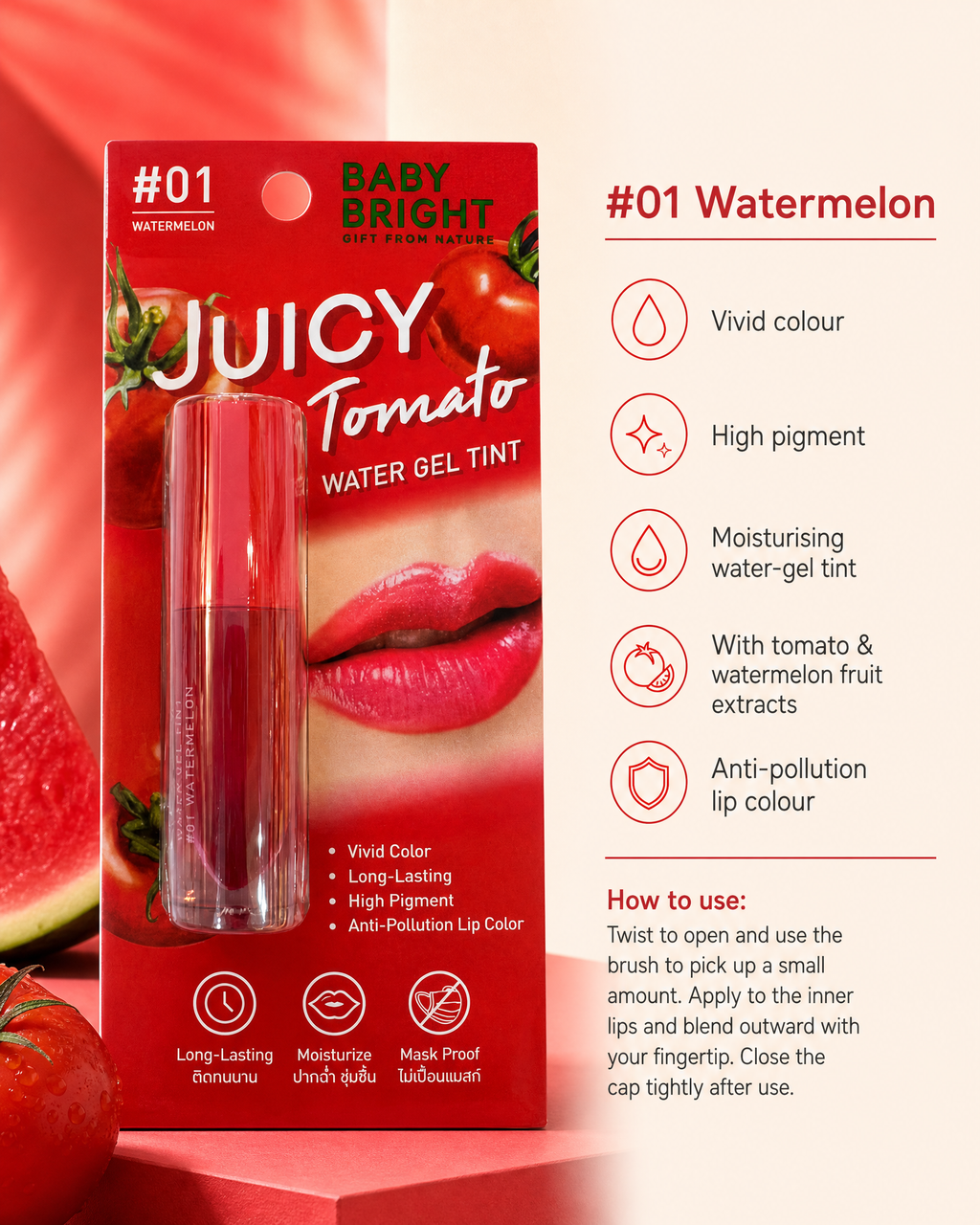 Baby Bright Juicy Tomato Water Gel Tint #01 Watermelon — 2.5 g