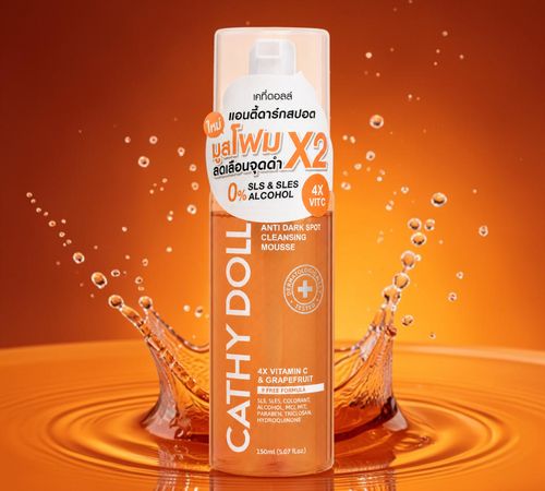 Thai Ranee Cathy Doll Anti Dark Spot Cleansing Mousse with Vitamin C and grapefruit extract in a 150ml pump bottle.