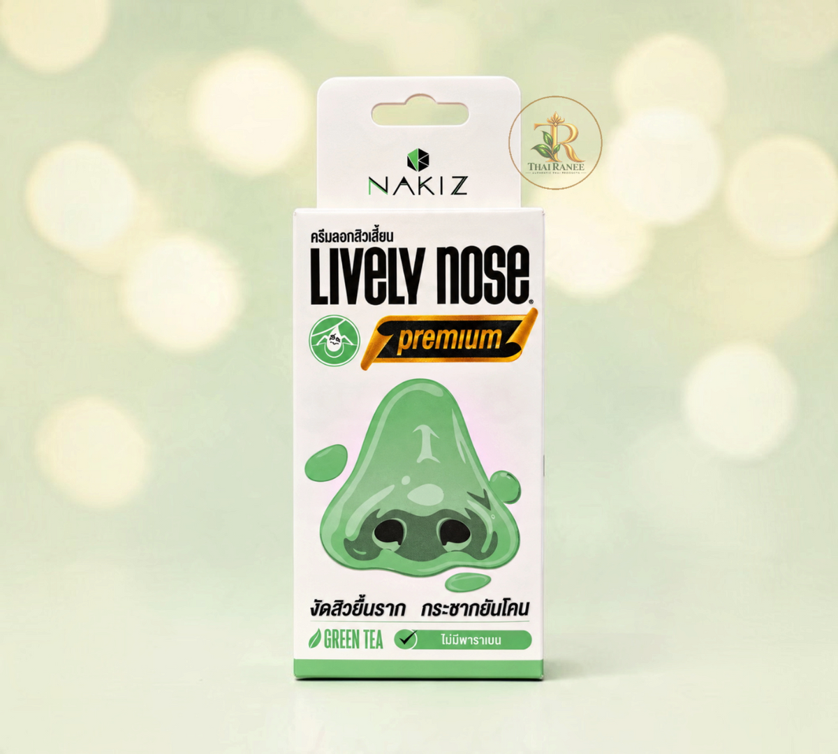 Thai Ranee NAKIZ Lively Nose Premium green tea peel-off cream box for blackhead removal and skin cleansing