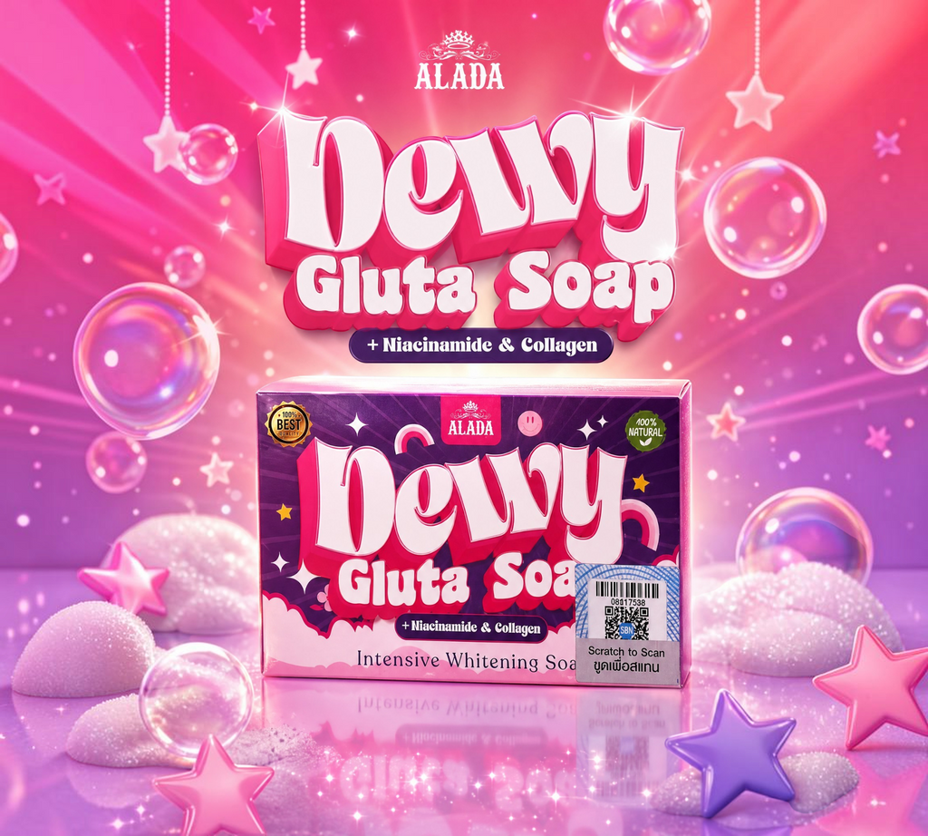 Thai Ranee ALADA Dewy Gluta Soap bar with Niacinamide and Collagen for intensive skin whitening and hydration.