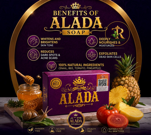 Thai Ranee ALADA Instant Whitening Soap box featuring natural ingredients like snail, honey, tomato, and pineapple.