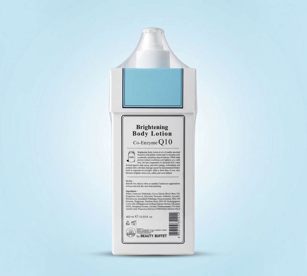 Thai Ranee Scentio Milk Plus Brightening Body Lotion bottle back view showing ingredients and usage instructions