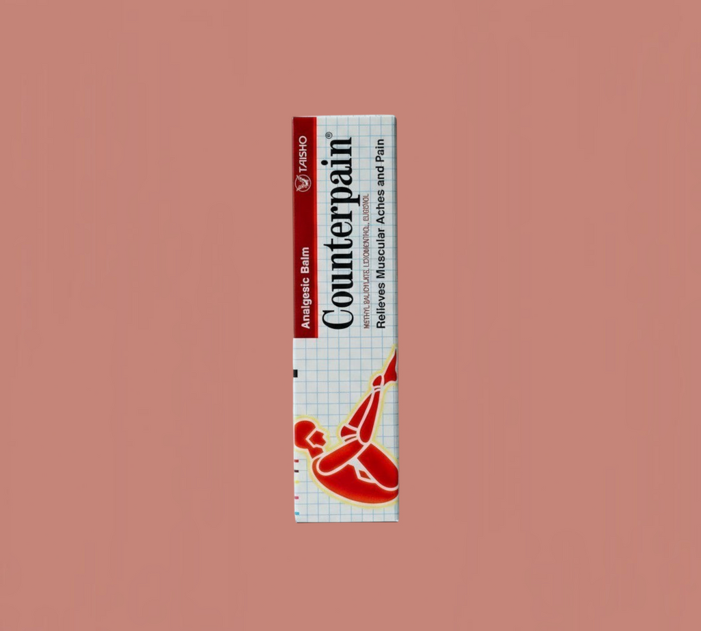 Thai Ranee Counterpain Analgesic Balm box for muscular aches and pain relief with a white and red design.