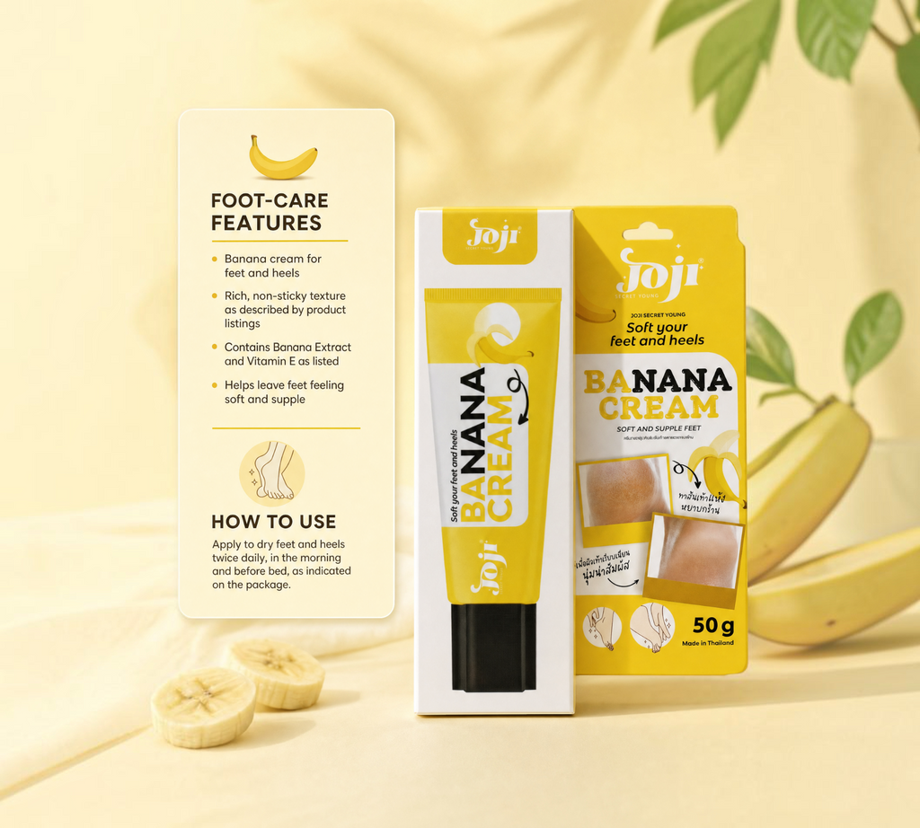 Thai Ranee Joji Secret Young Banana Cream for dry feet and heels with banana extract and vitamin E in 50g tube