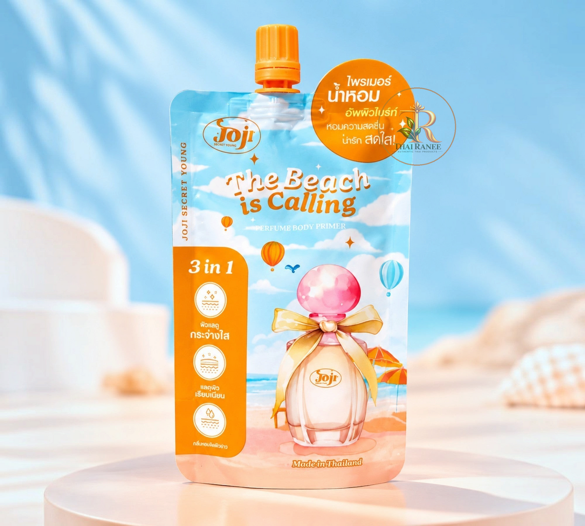 Thai Ranee Joji Secret Young The Beach Is Calling 3-in-1 perfume body primer in a travel-friendly pouch