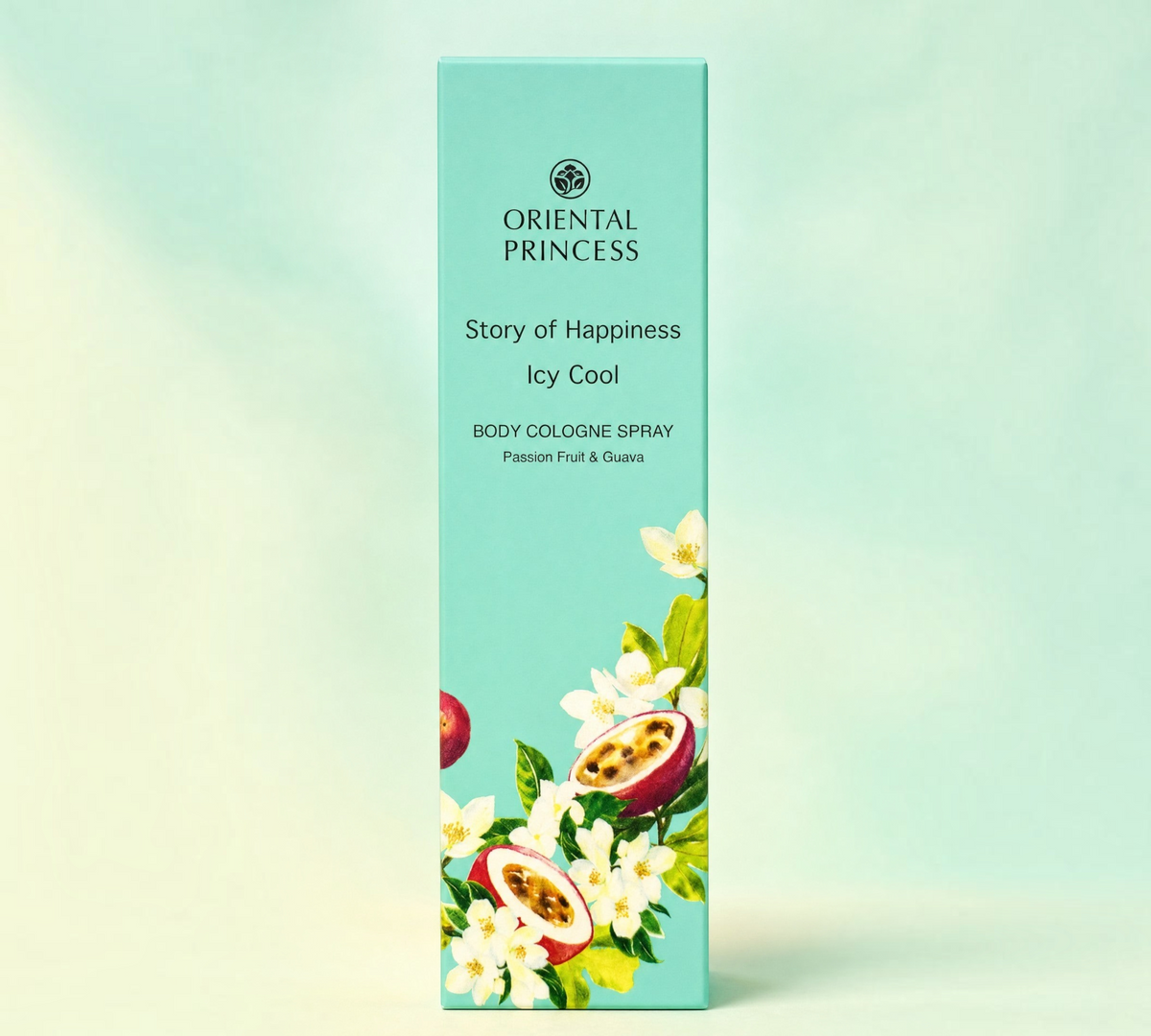 Thai Ranee Oriental Princess Icy Cool body cologne spray with passion fruit and guava scent in a light blue bottle