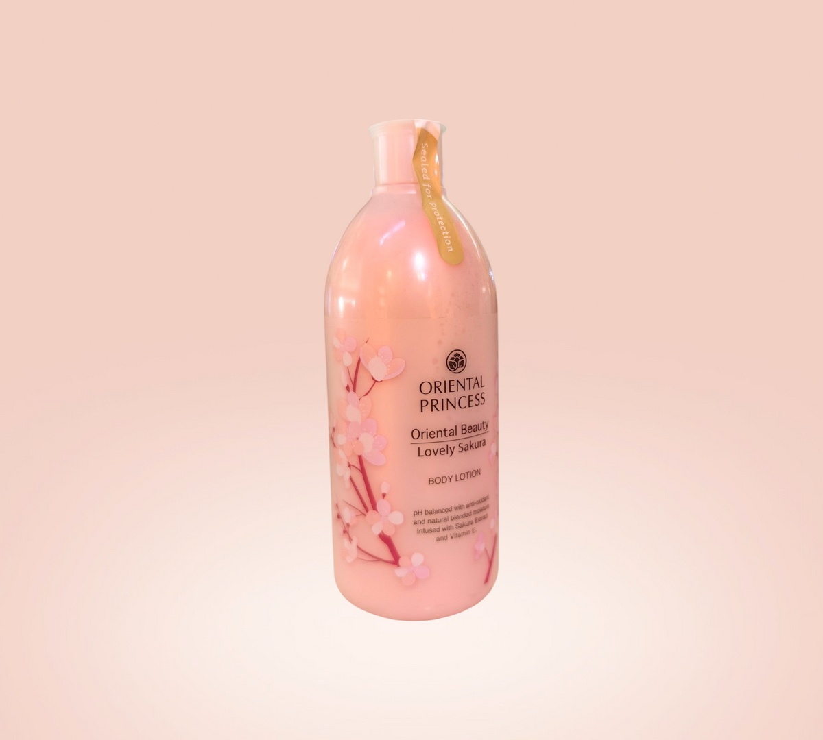 Thai Ranee Oriental Princess Lovely Sakura body lotion in a pink bottle with cherry blossom floral design
