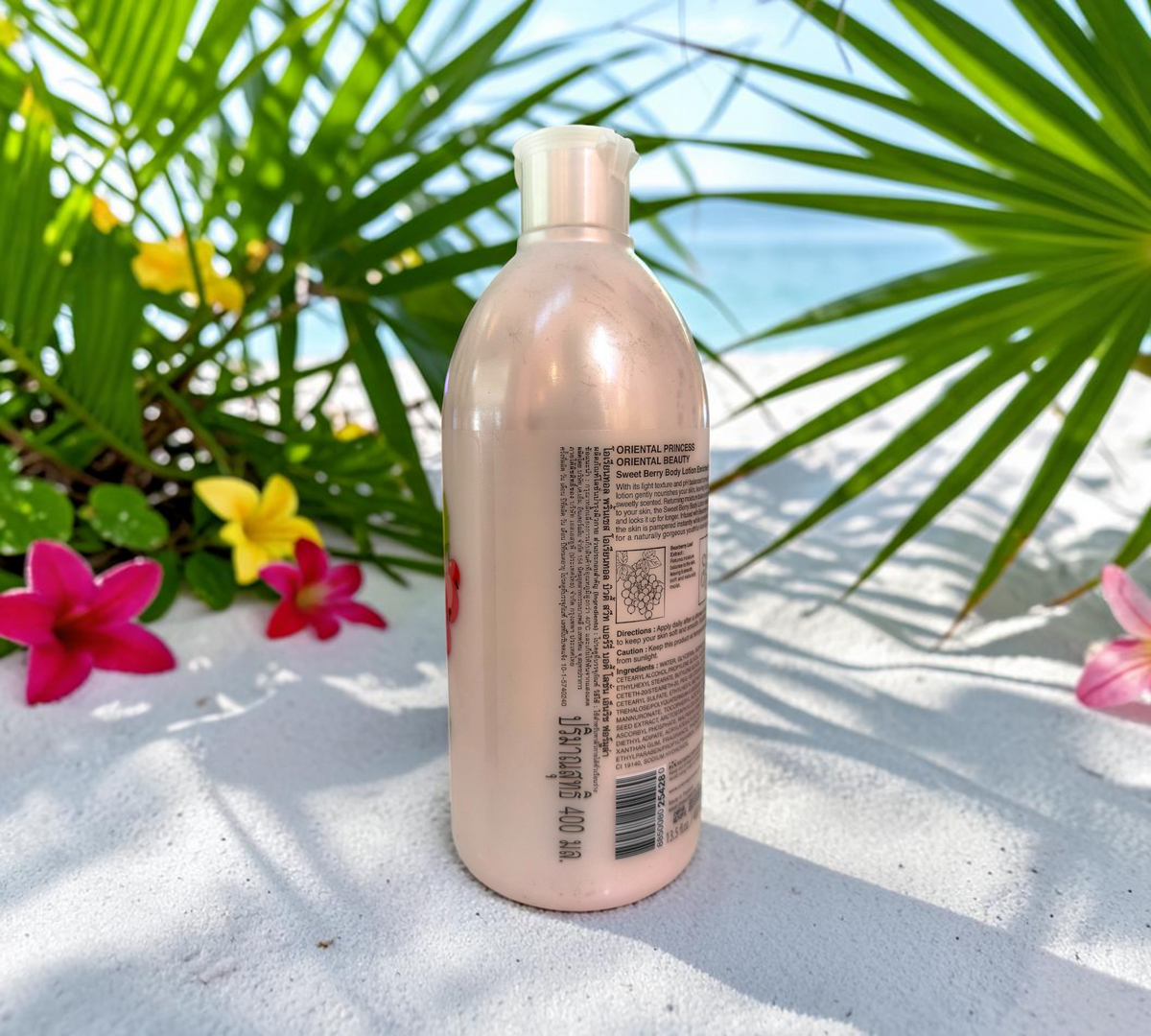 Thai Ranee Oriental Princess Sweet Berry body lotion bottle with bearberry leaf extract and vitamin E