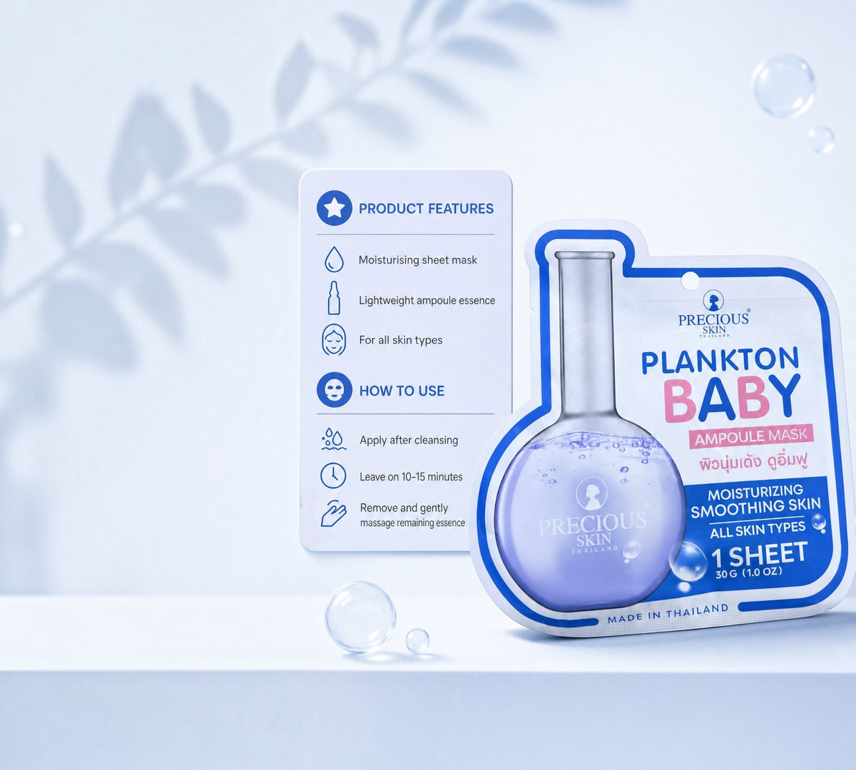 Thai Ranee Precious Skin Thailand Plankton Baby Ampoule Mask sheet for moisturising and smoothing all skin types