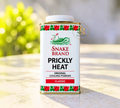 Thai Ranee Snake Brand Prickly Heat Original cooling powder in a classic white metal tin with red rose floral border.