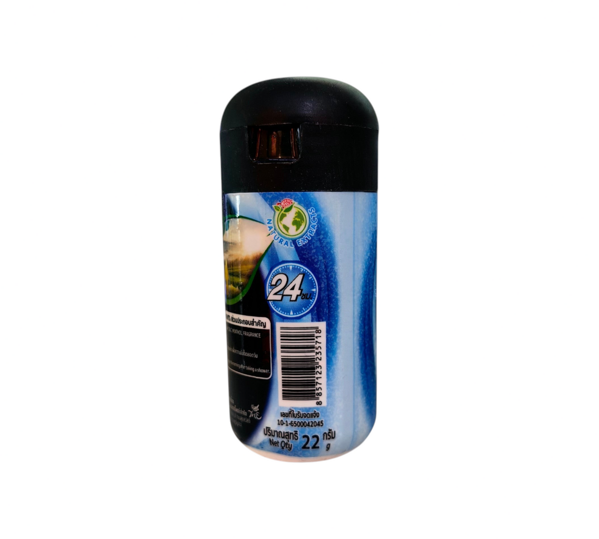 Thai Ranee Taoyeablok Menthol Deodorant Powder bottle with 24-hour cooling formula and natural extracts