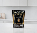 Thai Ranee TRUSLEN Kerve Plus instant coffee mix in a black pouch with gold text, featuring whey protein and fibre.