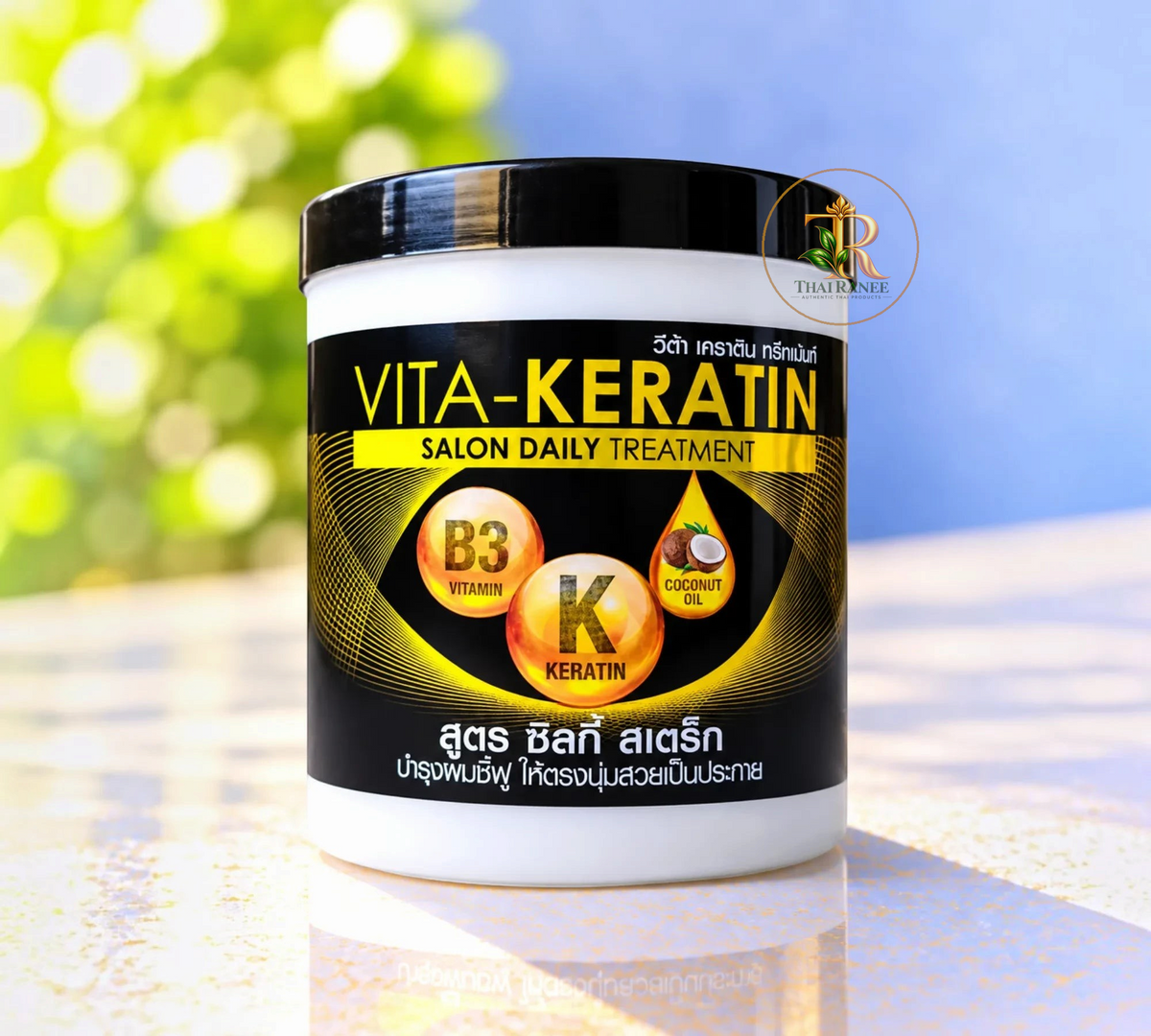 Thai Ranee Vita-Keratin Salon Daily Hair Treatment 600ml tub with Vitamin B3, Keratin, and Coconut Oil