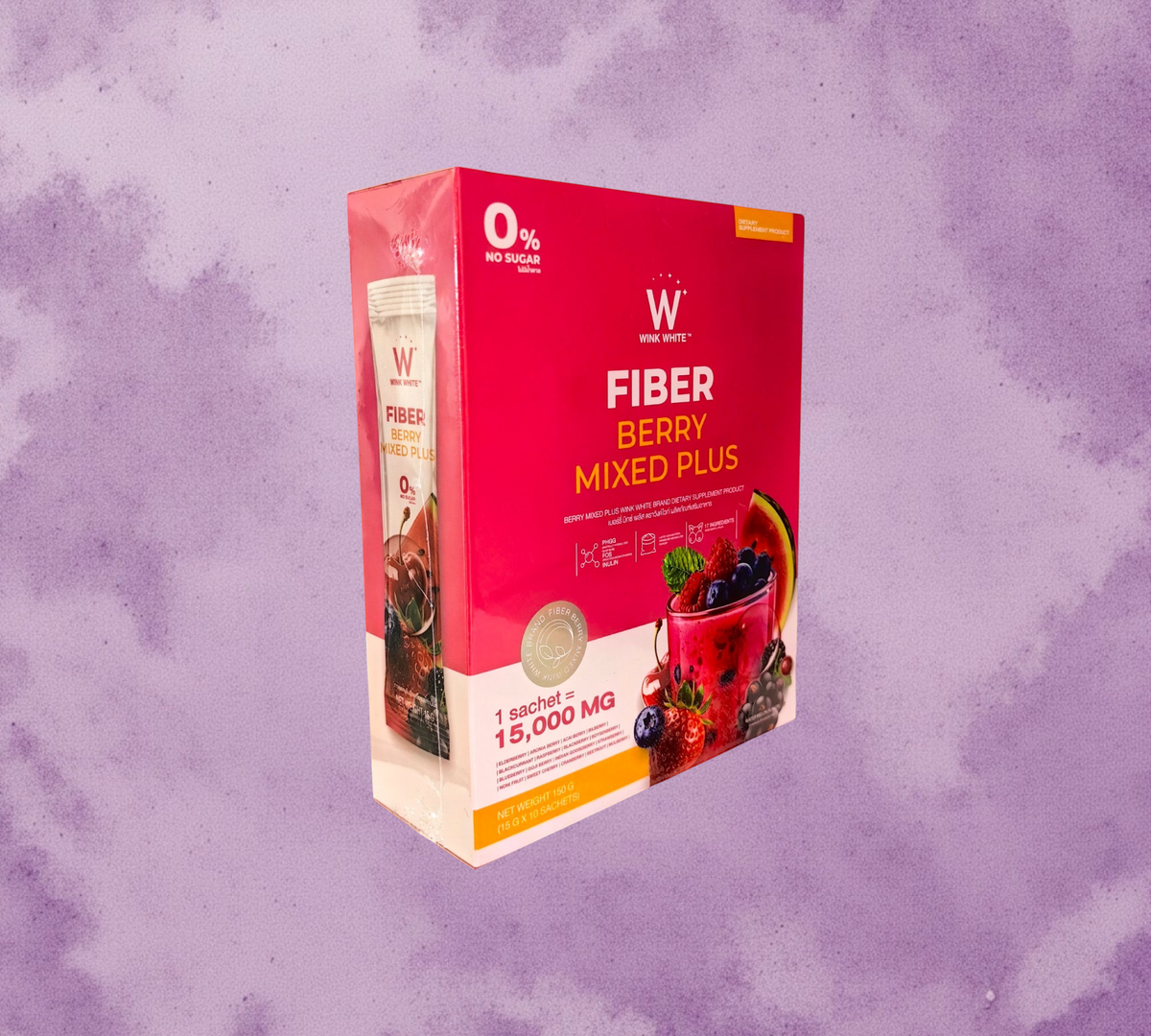 Thai Ranee WINK WHITE Fiber Berry Mixed Plus dietary supplement box with watermelon and berry imagery